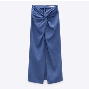 NEW! Stunning! Zara Textured Knotted Skirt Oasis Blue